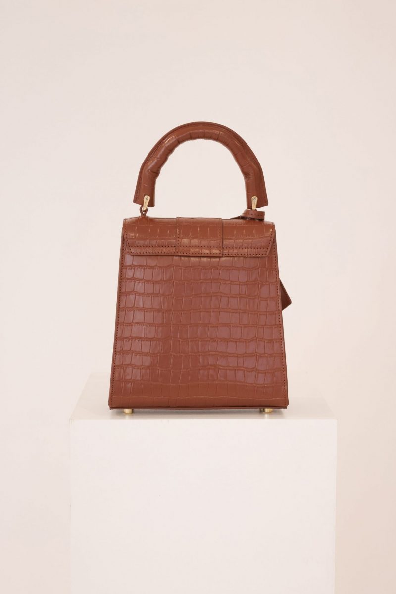 leila cognac leather handbag for womens
