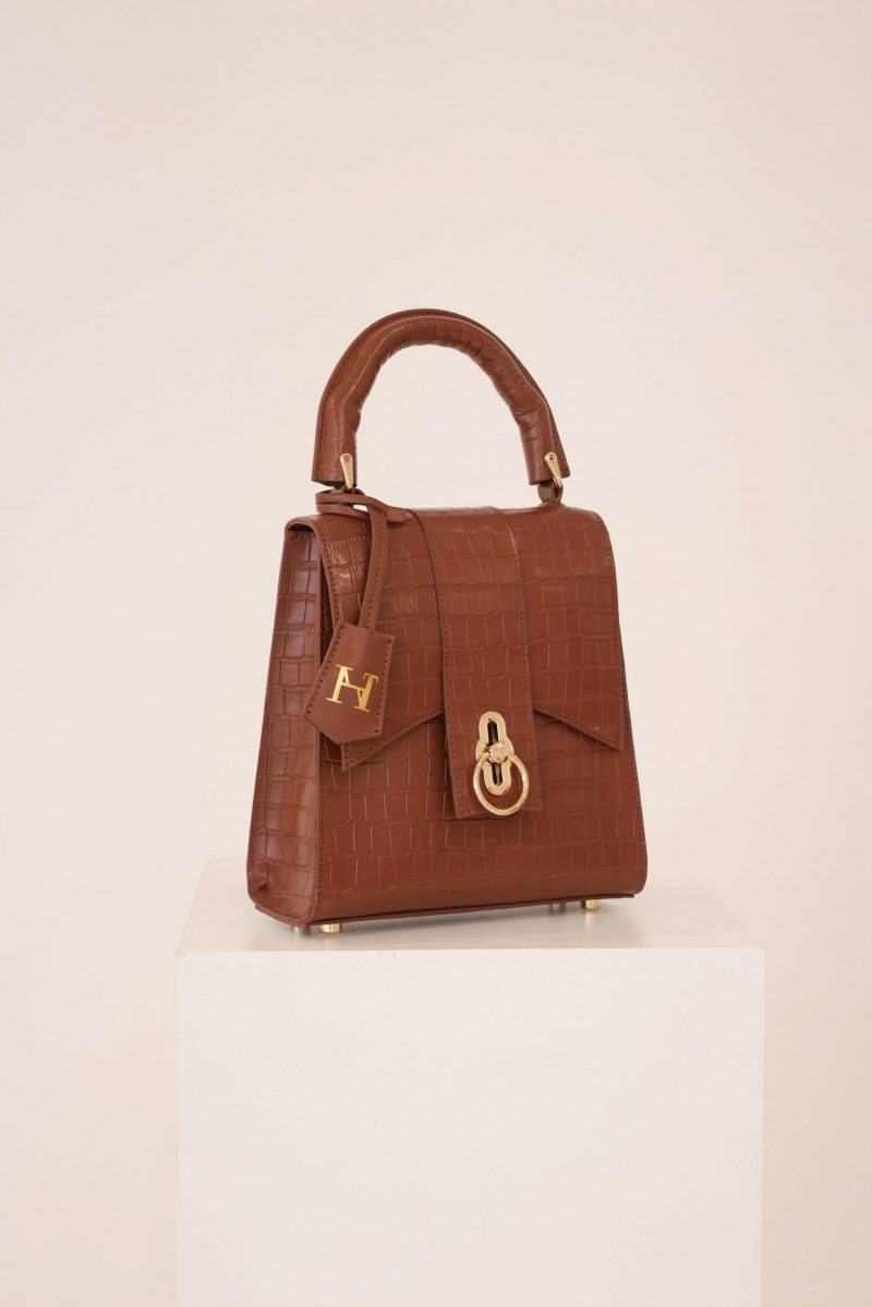leila cognac leather handbag for womens