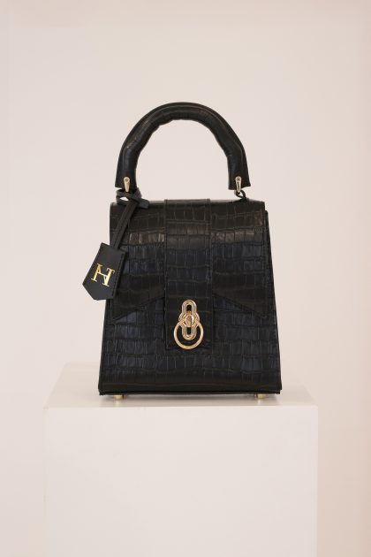 Leila Women’s Leather Top Handle Bag Black