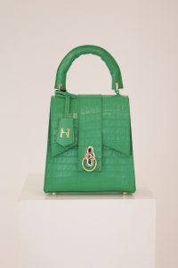 leila leather handbag for womens - green